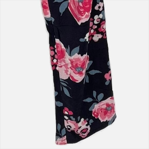 ET TU Floral Fleece Pant in Navy Blue and Pink Size Large - Picture 7 of 9